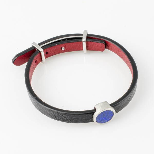 Female Leather Bracelet with Art Opal Charm