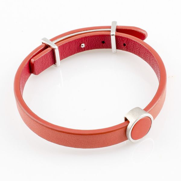 Female Leather Bracelet with Coral Charm