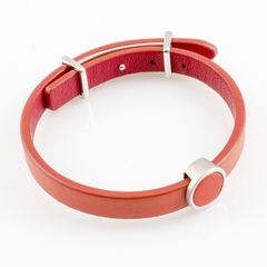 Female Leather Bracelet with Coral Charm